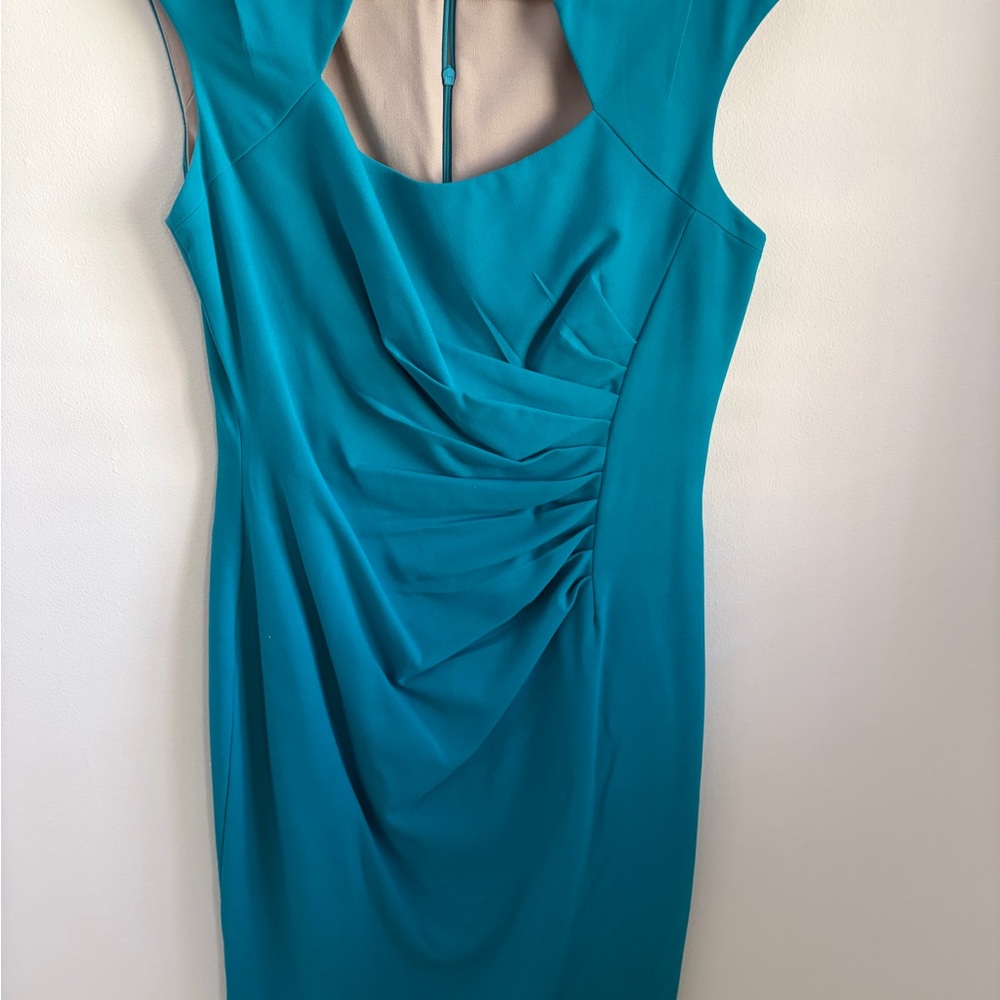 Calvin Klein Teal Ruched Midi Dress